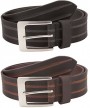 casual striped leather belt