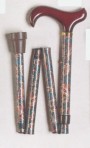 folding derby walking stick in green paisley