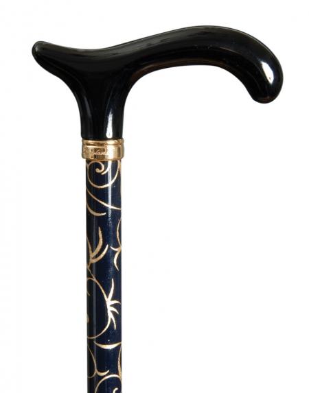 Glitterati Gold Tendrils adjustable derby handled walking cane 4642B close up