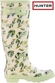 Hunter RHS Original Wellington Boot Oak Leaves and Acorns design W23605 OAK