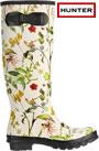 Hunter RHS Original Wellington Boot White Floral Mix design W23605 WHITE