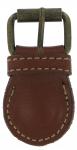 Antique Brass Buckle in Brown leather with contrast stitching