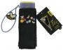 Totes Miniflat 5 Section Thin Umbrella Black with bees and flowers 8074IAS