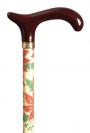 Xmas Poinsettia extender Walking Cane with fabric wrapped metal shaft 4644