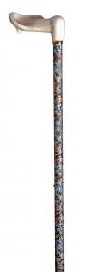 Adjustable Floral Walking Stick with Moulded Orthopaedic Handle