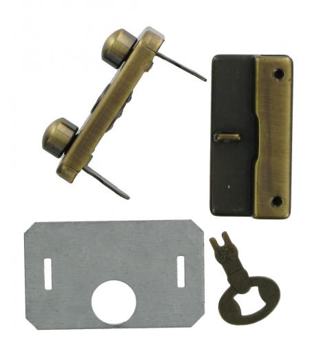 Antique Brass Soft Briefcase Key Lock Reverse