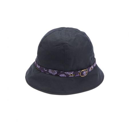 Barbour Ladies Wax Cloche Hat navy with Country Cottage Print trim LHA0169NY11