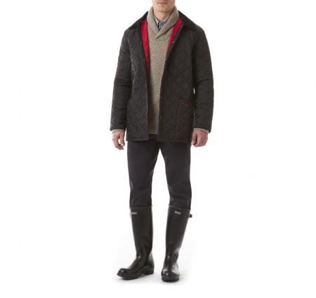 Barbour Liddesdale Jacket Black with Red Lining MQU0001BK51