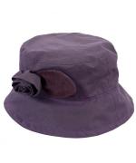 Barbour Valerie Ladies Waxed Cotton Hat with Rose Trim in Grape