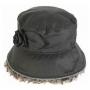 Barbour Valerie Ladies Waxed Cotton Hat with Tweed Trim and Faux Fur LBlack