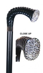 black contemporary crutch cane with crystals