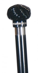 black contemporary twisted knob cane
