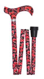 British Wildflower Folding Cane with Poppy Pattern 4835A