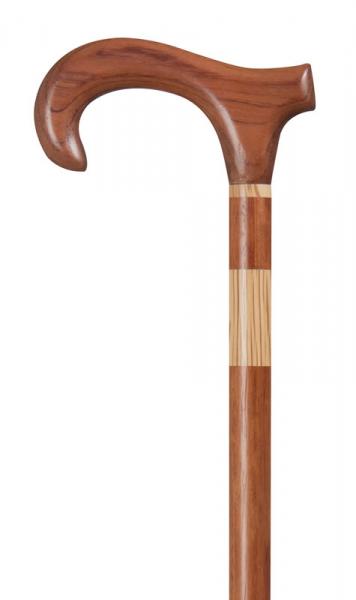 Bubinga Wood Derby Walking Stick with oak collar and insert