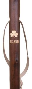Chestnut hiking staff with carved Irish emblem 
