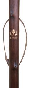 Chestnut hiking staff with carved Scottish emblem 