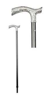 Height adjustable chrome Derby Walking Cane