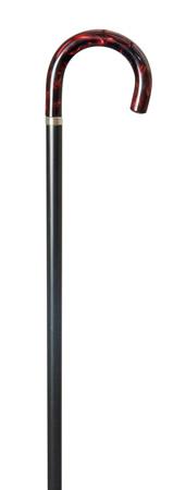 Crook Walking Stick with wooden shaft and garnet handle