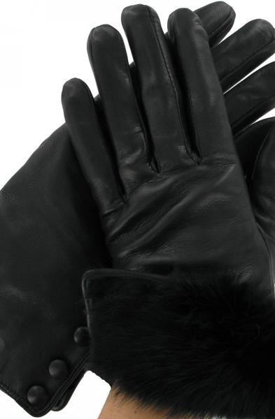 ladies leather gloves with fur trim