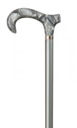 Derby Handled Walking Cane with Silver Pearlised Handle