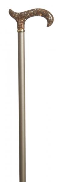 Derby Handled Walking Stick with Glitter Handle and Metallic Shaft