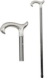 Height adjustable chrome Derby Walking Cane