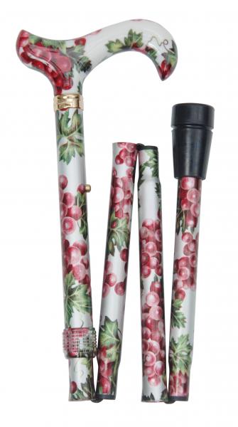 Folding Derby Handled Walking Stick - Red Grapes