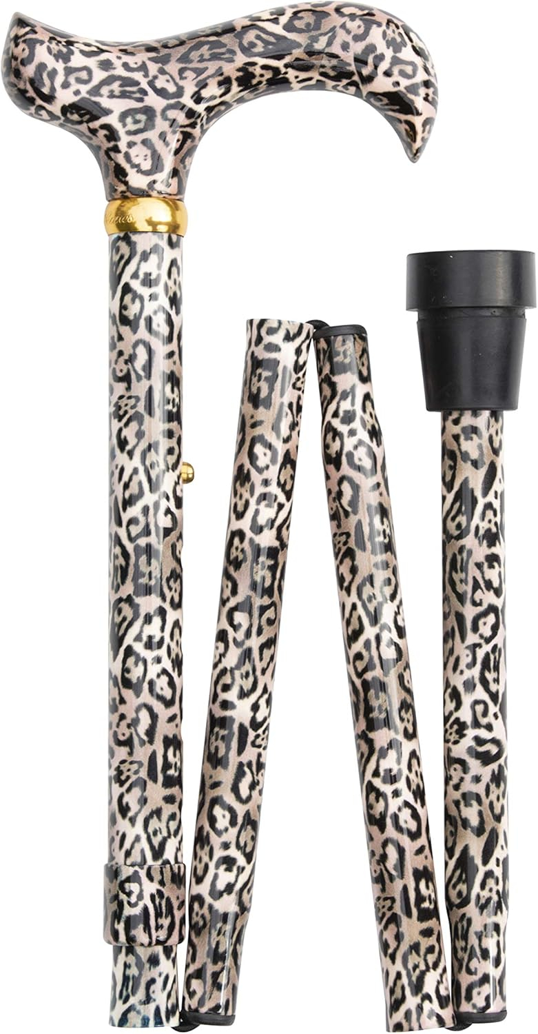 Folding Derby Handled Walking Stick Leopard print 4846A