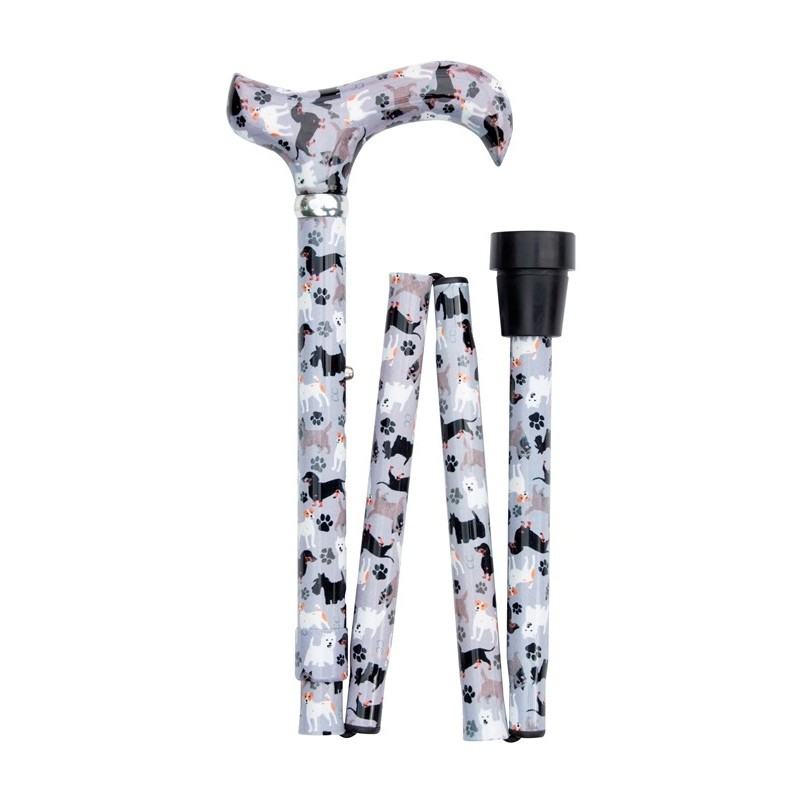 Folding Derby Handled Walking Stick - Little dogs 4845E