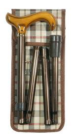 Folding Derby Walking Stick brown with check wallet 4601W