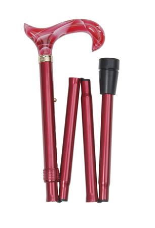 Folding Derby Walking Stick raspberry red