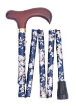 Folding Handbag Cane in blue floral design 4687A