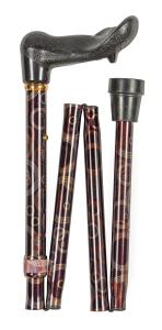 Folding Orthopaedic Cane with brown abstract design 4685