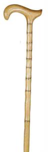 Gents Derby Walking Cane in Pale Beech Wood carved to look like bamboo