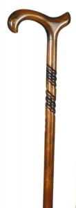 Gents Derby Walking Cane with Spiral Carved Beech Wood Shaft