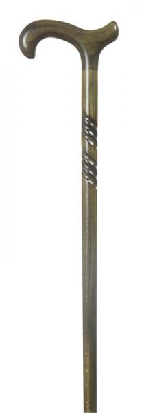 Gents' Spiral Beech Derby Walking Stick in loden green