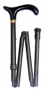 Glitterati folding cane adjustable, black, gold
