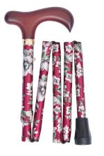 Handbag Walking Stick with burgundy floral design 4687B