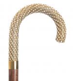 Hardwood Crook Walking Stick with Crystal Encrusted Handle