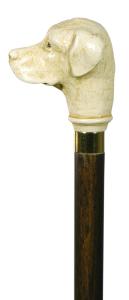 Imitation Ivory Handled Stick with Labrador Head 4016K