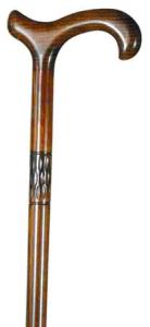 Ladies' Beech Derby Walking Stick with Milled Collar