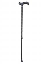 Ladies Black Twinkle Derby Walking Cane with engraved surface