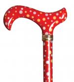 Ladies Fashion Derby Walking Stick red with spots