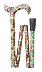 Ladies Folding Walking Stick in Green and Red 4646K