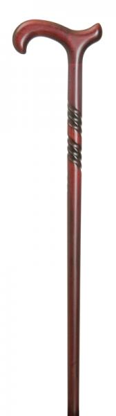 Ladies' Spiral Beech Derby Walking Stick in burgundy
