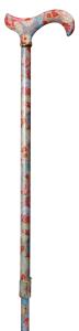 Ladies Tea Party Extending Derby Walking Cane peach floral 4097E