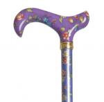 Ladies Tea Party Extending Derby Walking Cane purple floral