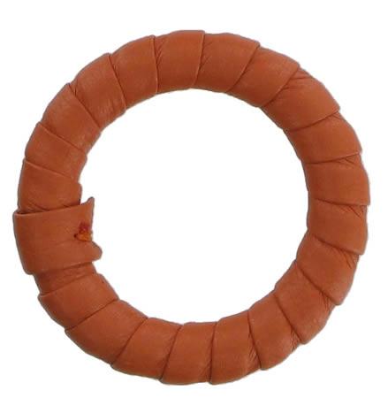 Leather Bound Handbag Strap Attachment Ring in Coral RADHL1COR