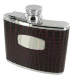 4oz Leather Bound Mock Croc Hip Flask by Bisley 