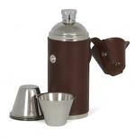 Leather Bound Stainless Steel Flask and Cup Set